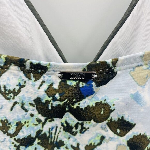 DKNY Womens Size Large Printed V Neck Tankini Top Swimsuit in Green $88 1937 - Picture 6 of 10